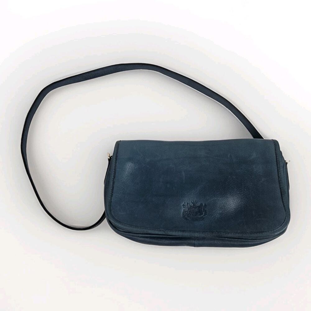 Vintage Mitchell USA Leather Shoulder Bag Purse Blue Classic Handbag